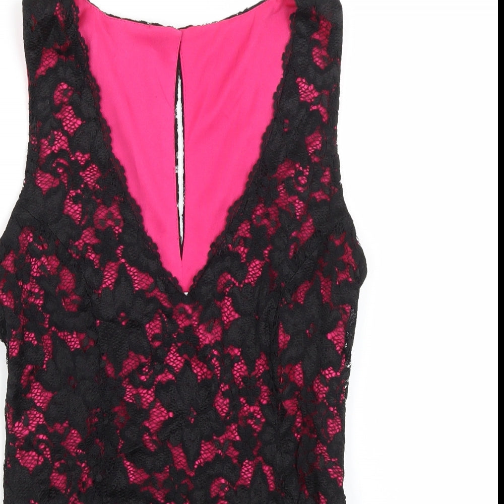 Lipsy London Womens Black Floral  Basic Tank Size S