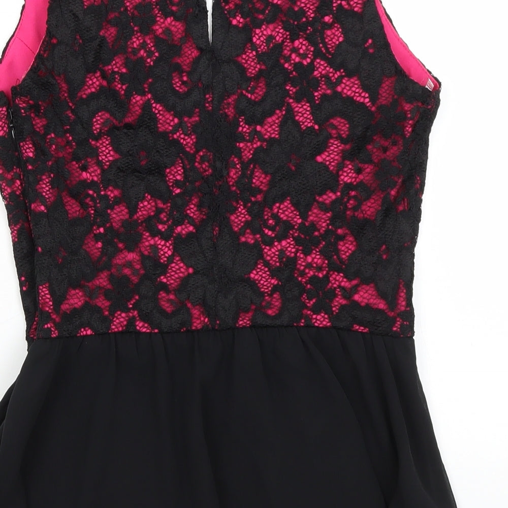 Lipsy London Womens Black Floral  Basic Tank Size S