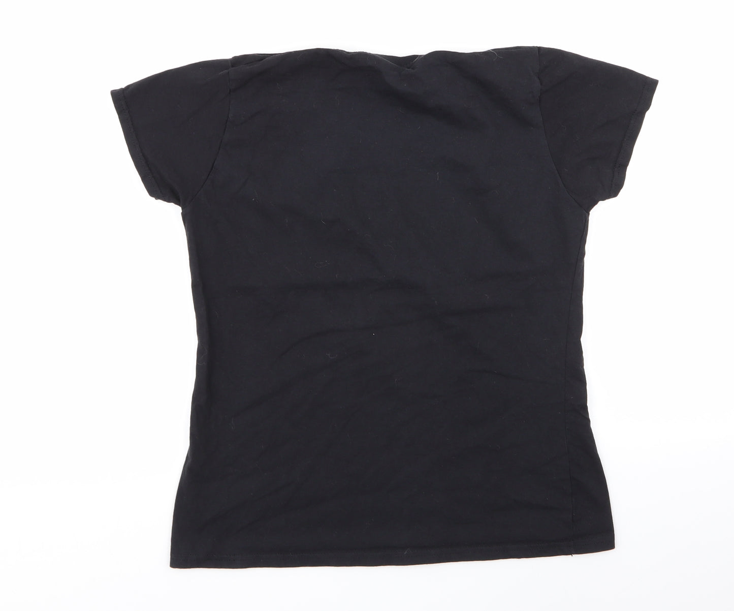 Fruit of the Loom Womens Black Geometric  Basic T-Shirt Size L