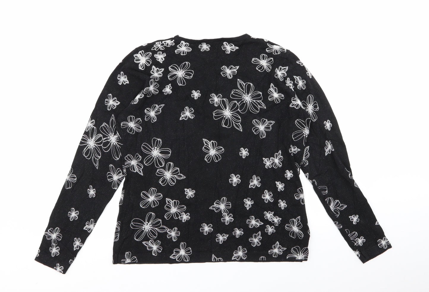 Debenhams Womens Black Floral  Pullover Jumper Size 18