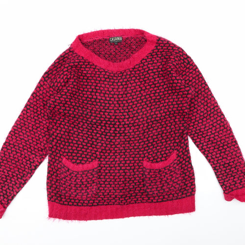 casamia Womens Red Geometric  Pullover Jumper Size M