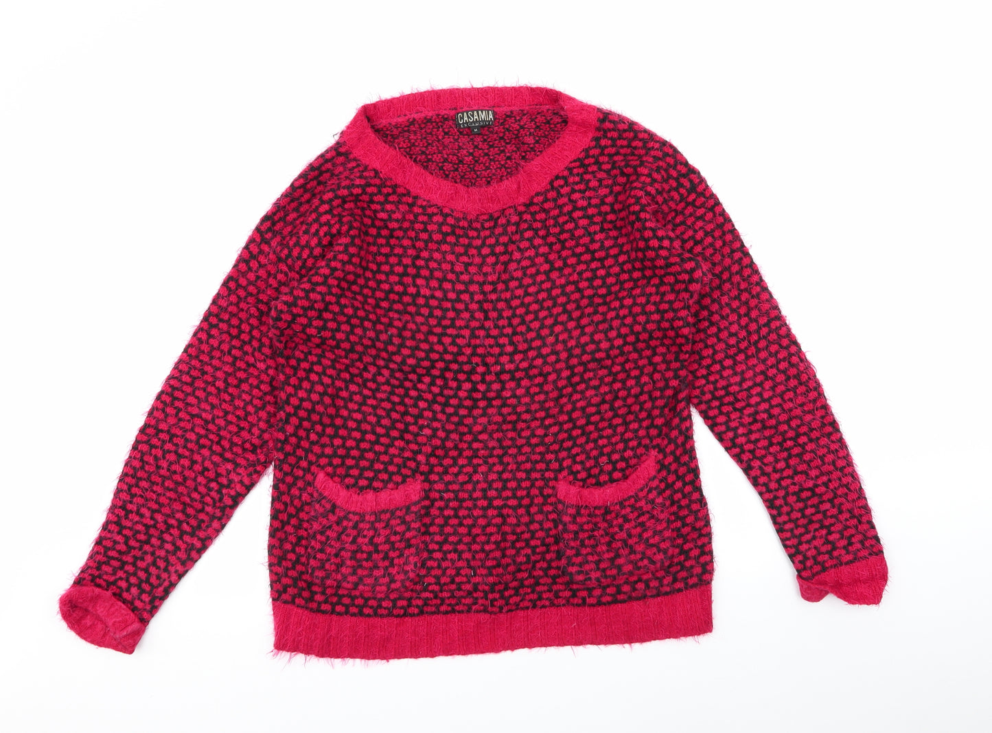 casamia Womens Red Geometric  Pullover Jumper Size M