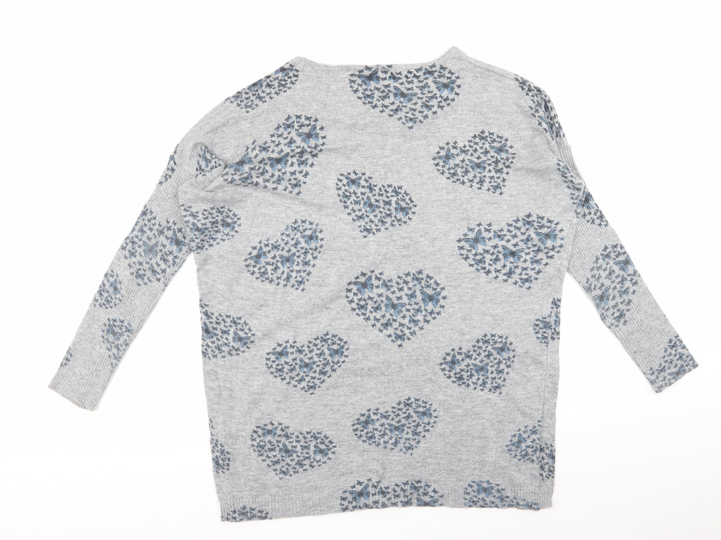 QED London Womens Grey Geometric  Pullover Jumper Size S