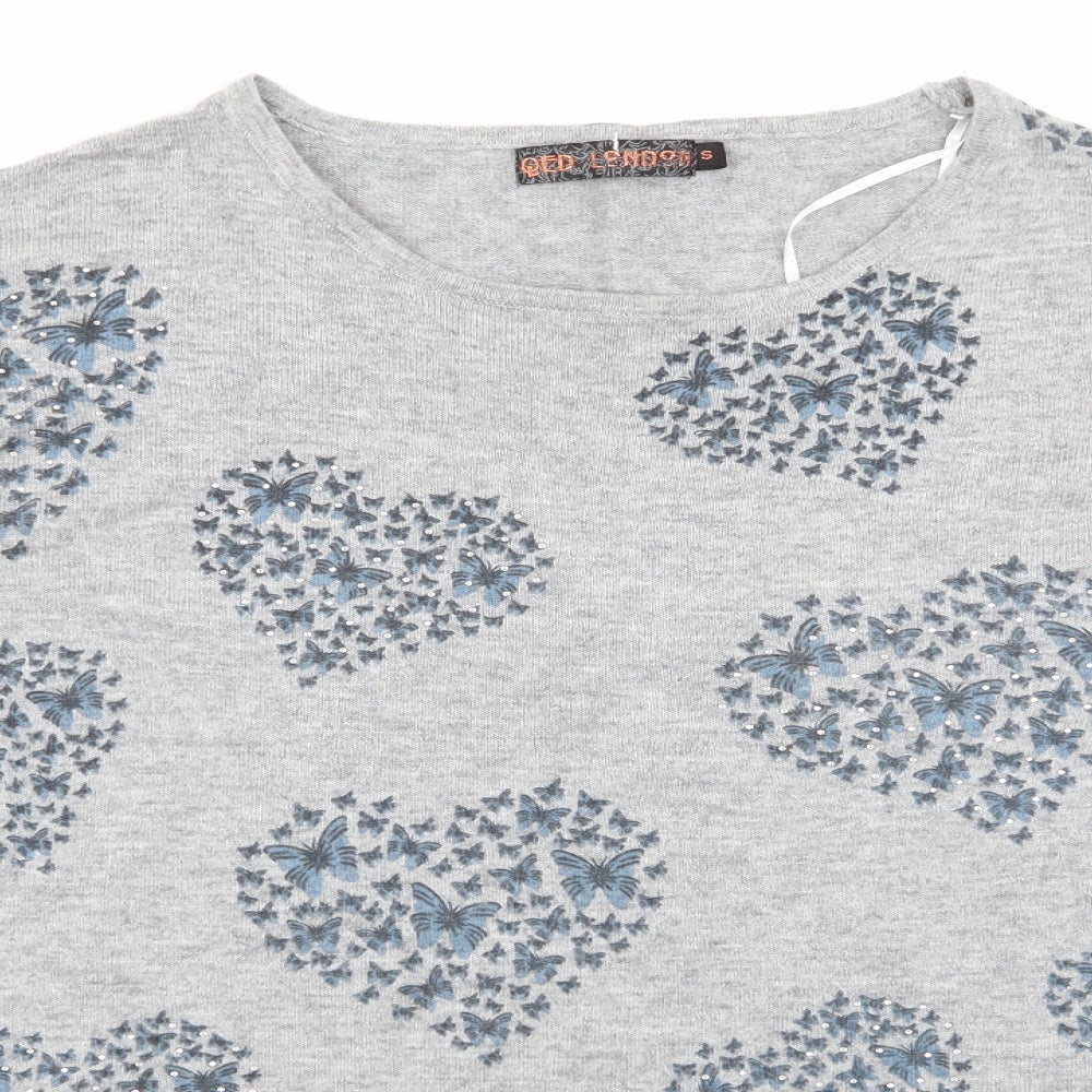 QED London Womens Grey Geometric  Pullover Jumper Size S