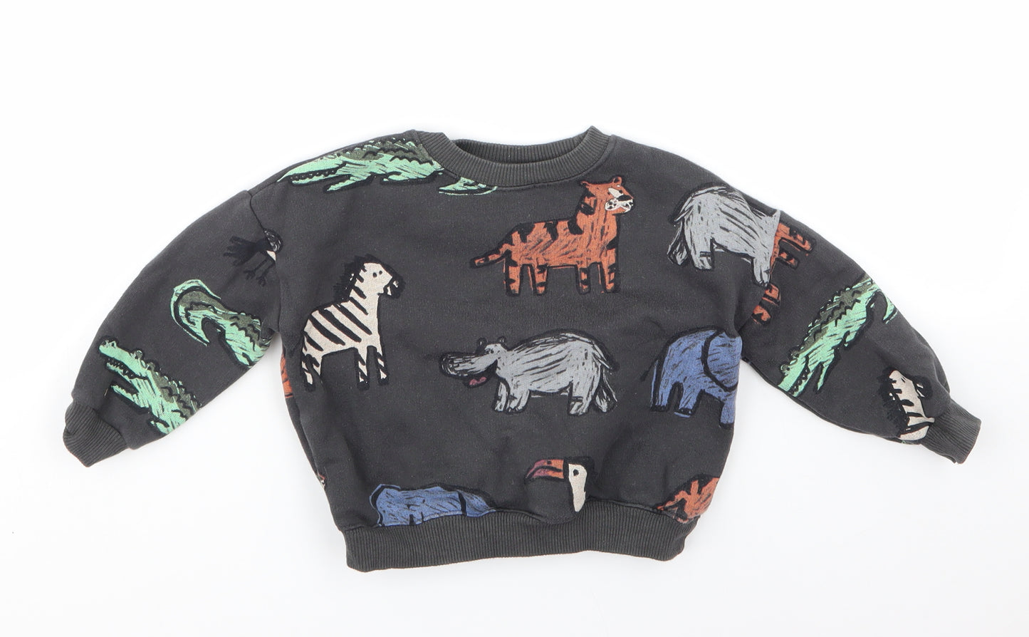 Zara Boys Multicoloured Animal Print  Pullover Jumper Size 18-24 Months
