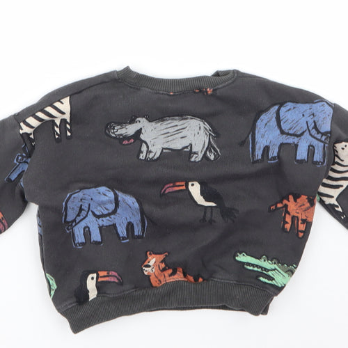 Zara Boys Multicoloured Animal Print  Pullover Jumper Size 18-24 Months