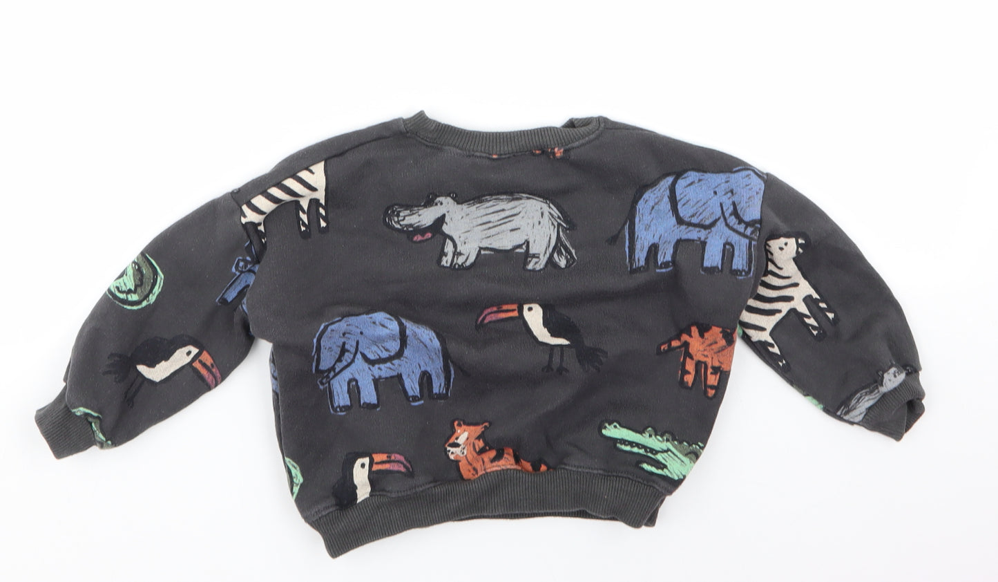 Zara Boys Multicoloured Animal Print  Pullover Jumper Size 18-24 Months