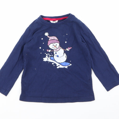 M&CO  Boys Blue Geometric  Basic T-Shirt Size 2-3 Years