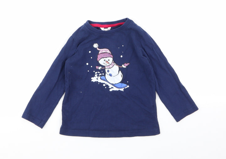 M&CO  Boys Blue Geometric  Basic T-Shirt Size 2-3 Years