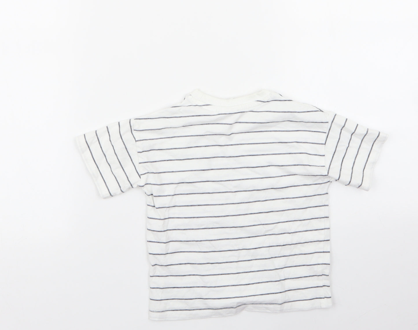 Zara Boys White Striped  Basic T-Shirt Size 18-24 Months