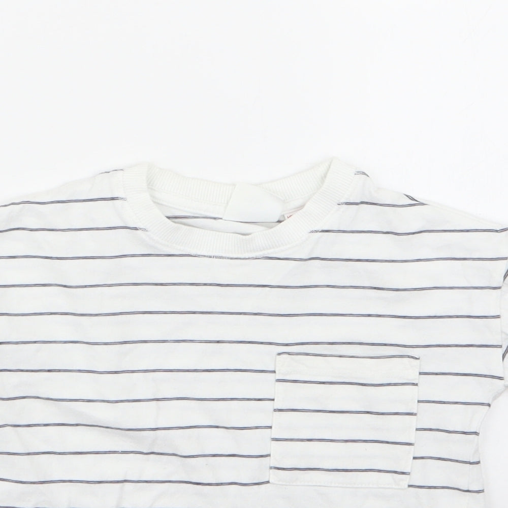 Zara Boys White Striped  Basic T-Shirt Size 18-24 Months