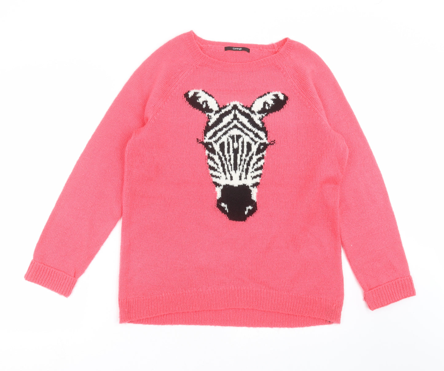 George Womens Pink  Knit Pullover Jumper Size 12  - zebra