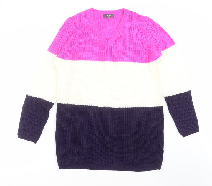 Studio Womens Multicoloured  Knit Pullover Jumper Size 12  - Colour Block