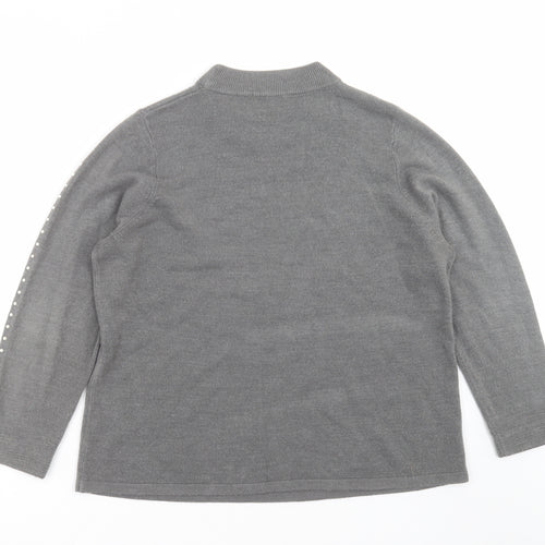 Marks and Spencer Womens Grey  Knit Pullover Jumper Size 16  - beaded sleeves