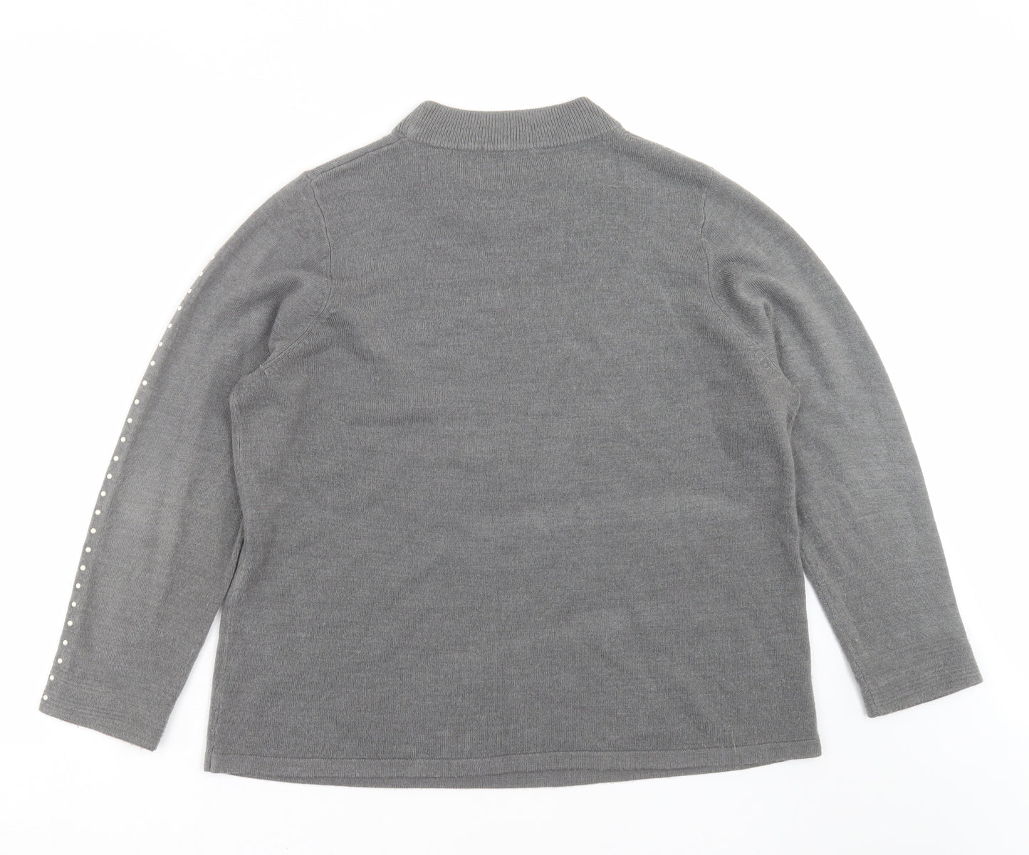 Marks and Spencer Womens Grey  Knit Pullover Jumper Size 16  - beaded sleeves