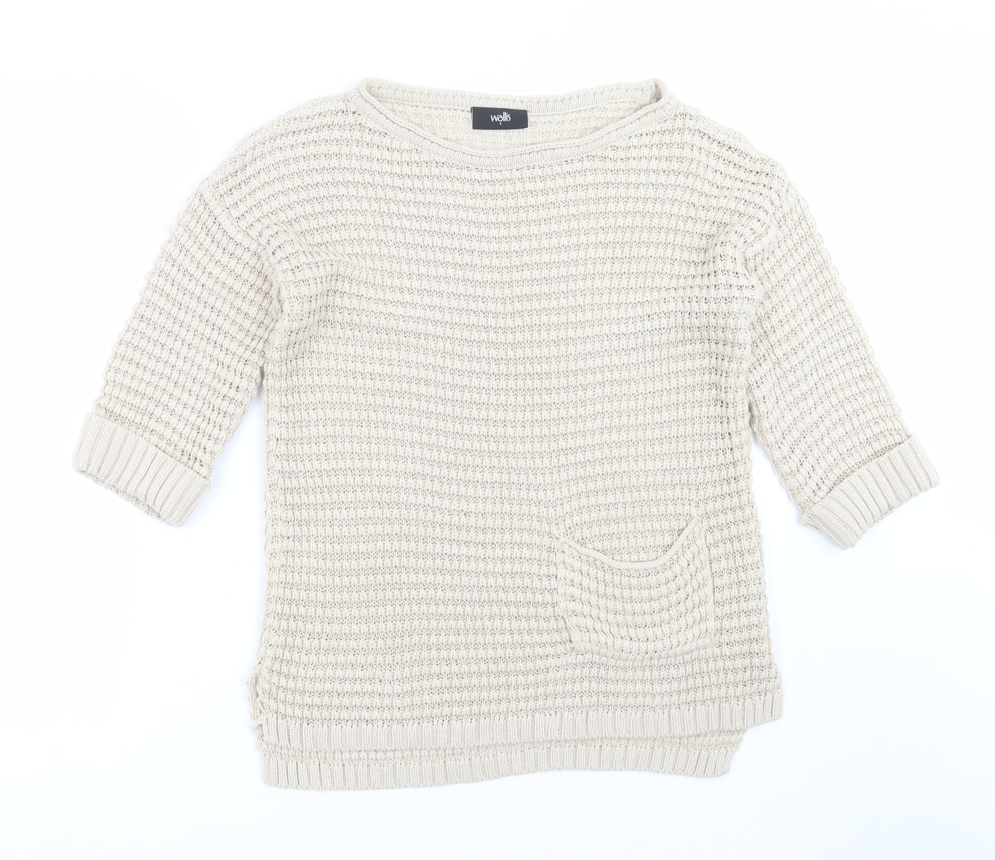 Wallis Womens Beige  Knit Pullover Jumper Size S  - open knit