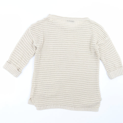 Wallis Womens Beige  Knit Pullover Jumper Size S  - open knit