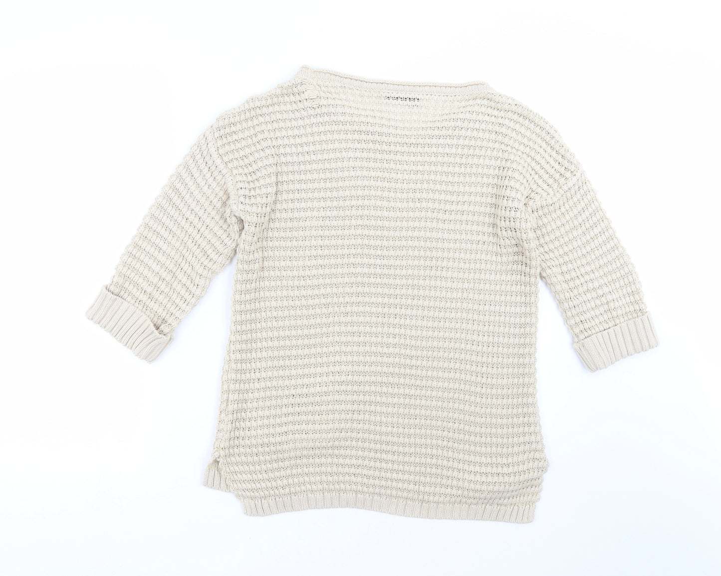 Wallis Womens Beige  Knit Pullover Jumper Size S  - open knit