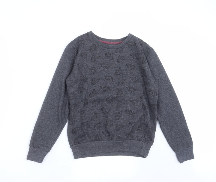 Primark Boys Grey Pullover Sweatshirt Size 9-10 Years - Diamond Pattern