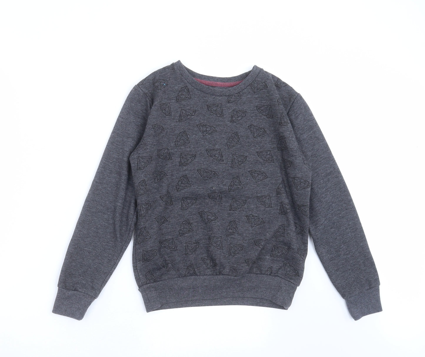 Primark Boys Grey   Pullover Sweatshirt Size 9-10 Years  - Diamond Pattern