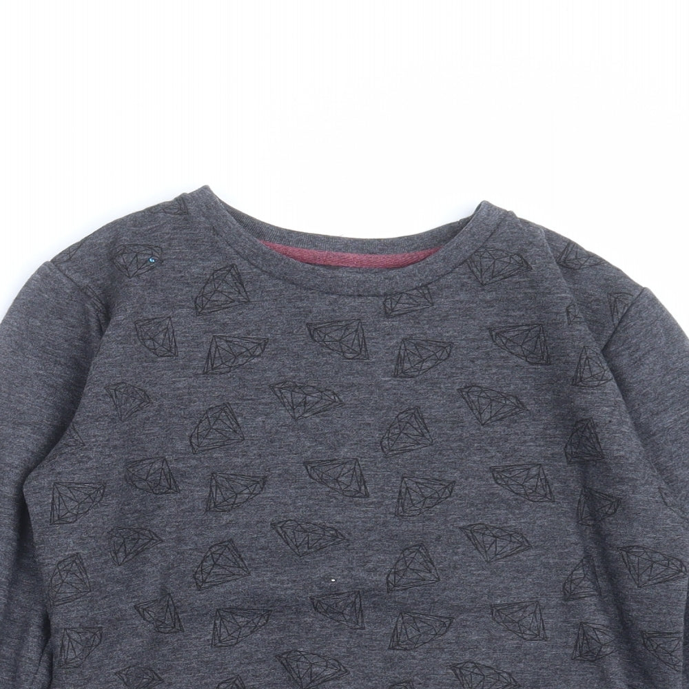 Primark Boys Grey   Pullover Sweatshirt Size 9-10 Years  - Diamond Pattern