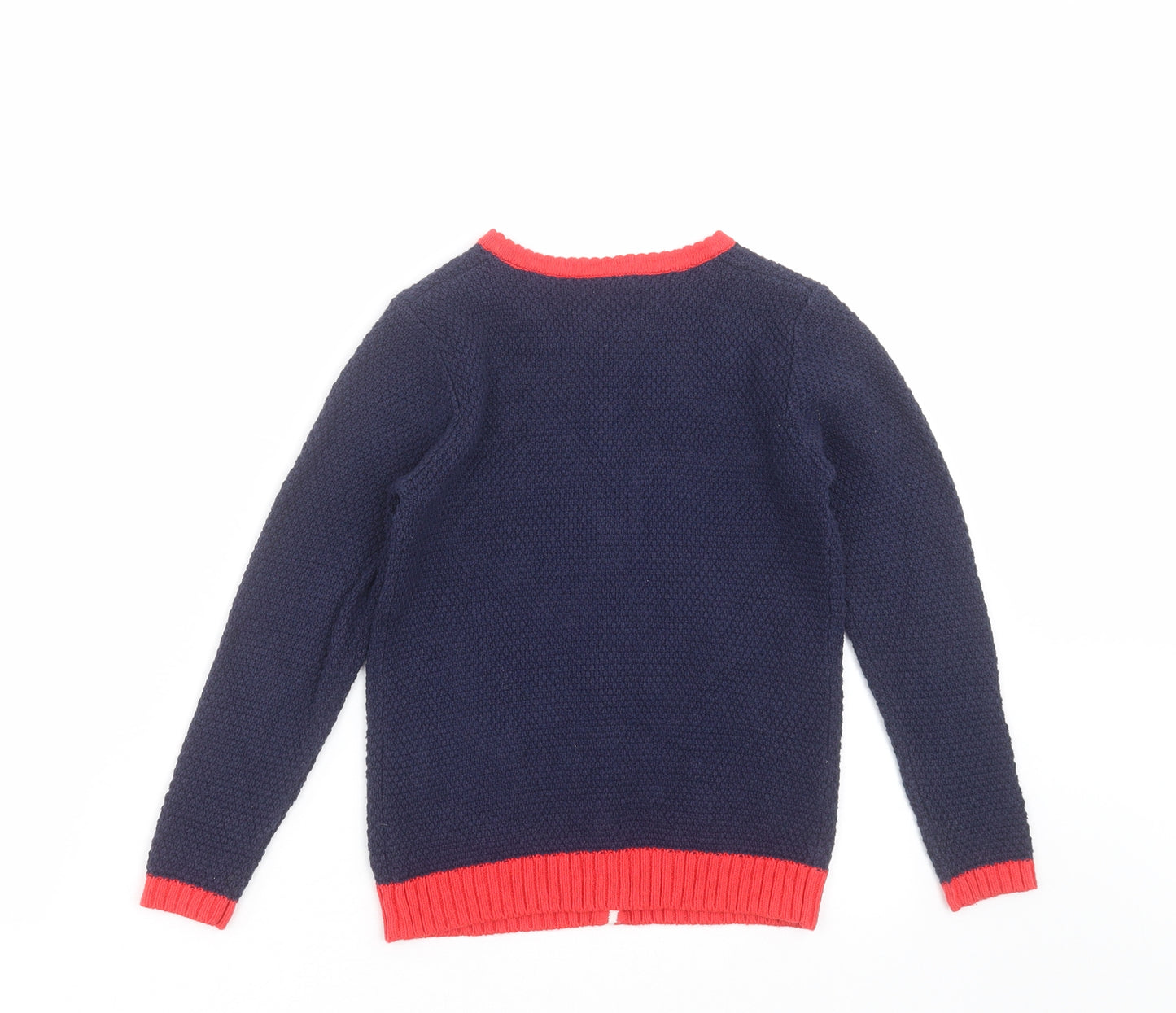 George Girls Blue  Knit Cardigan Jumper Size 5-6 Years  - Floral embroidery