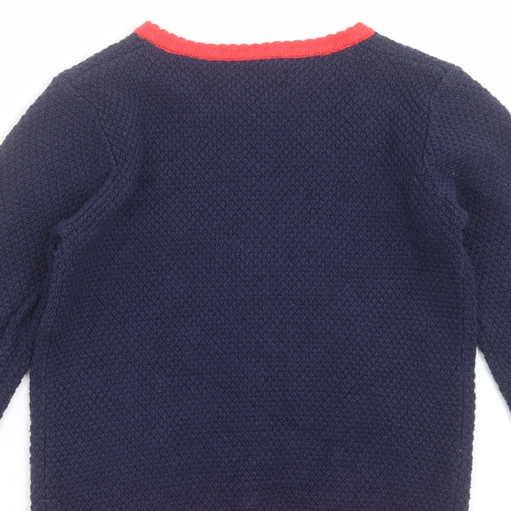 George Girls Blue  Knit Cardigan Jumper Size 5-6 Years  - Floral embroidery