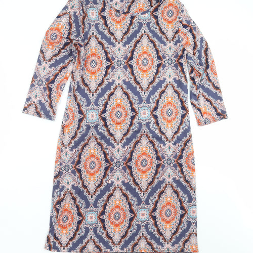 Peacocks Womens Blue Geometric  Shift  Size 10