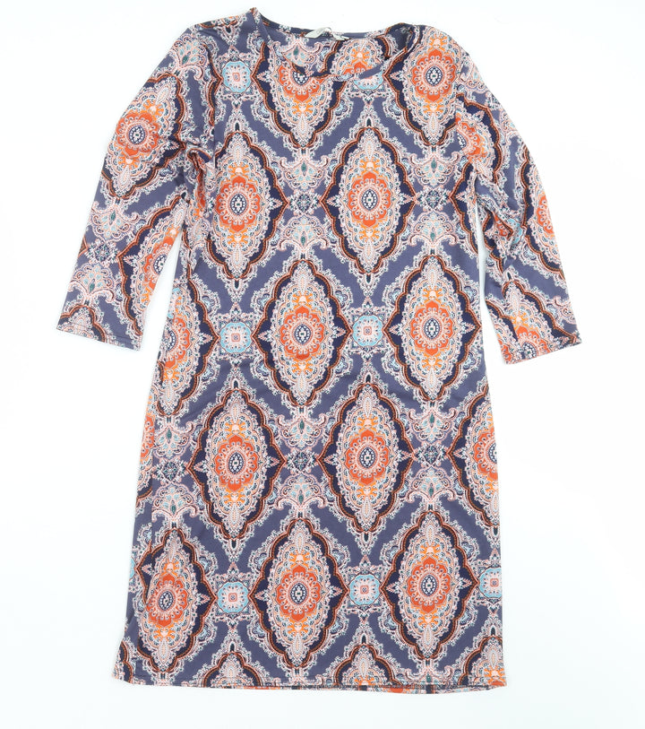 Peacocks Womens Blue Geometric Shift Size 10
