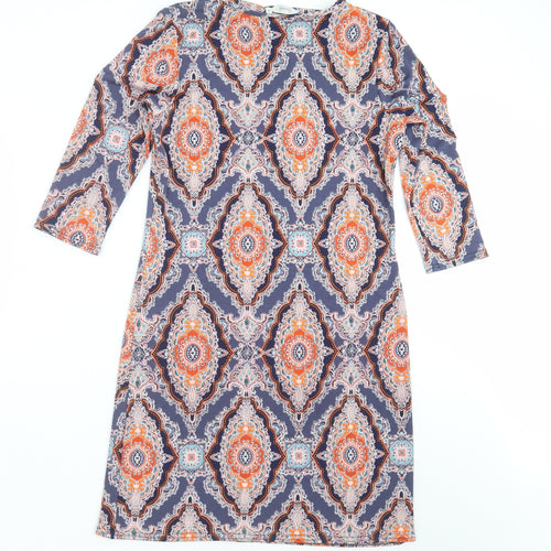 Peacocks Womens Blue Geometric  Shift  Size 10
