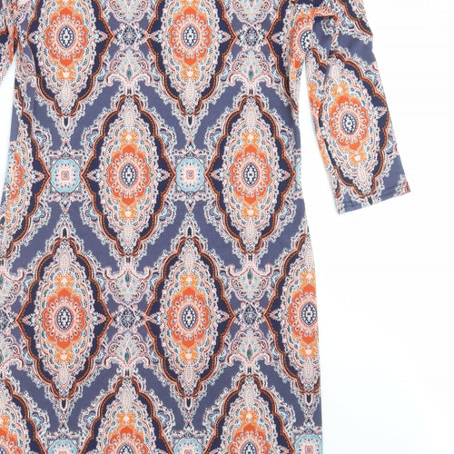 Peacocks Womens Blue Geometric  Shift  Size 10