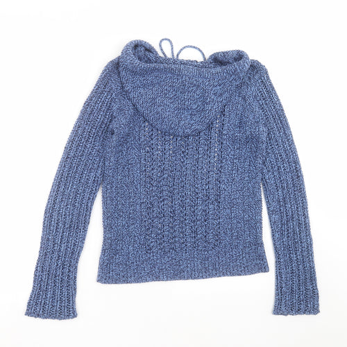American Eagle Outfitters Womens Blue  Knit Pullover Hoodie Size M  - open knit