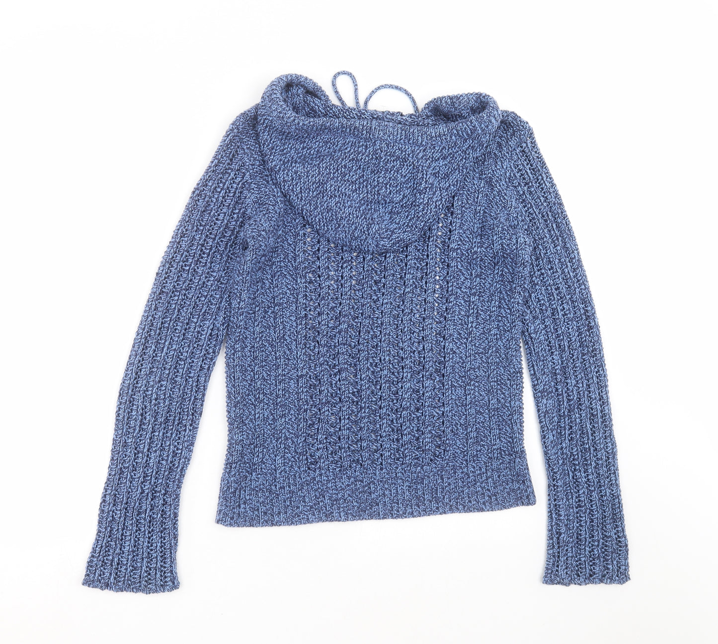 American Eagle Outfitters Womens Blue  Knit Pullover Hoodie Size M  - open knit