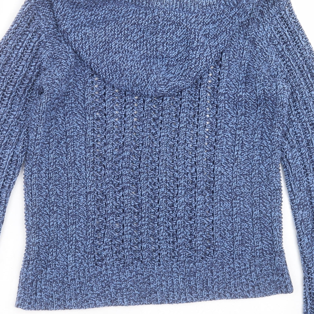 American Eagle Outfitters Womens Blue  Knit Pullover Hoodie Size M  - open knit