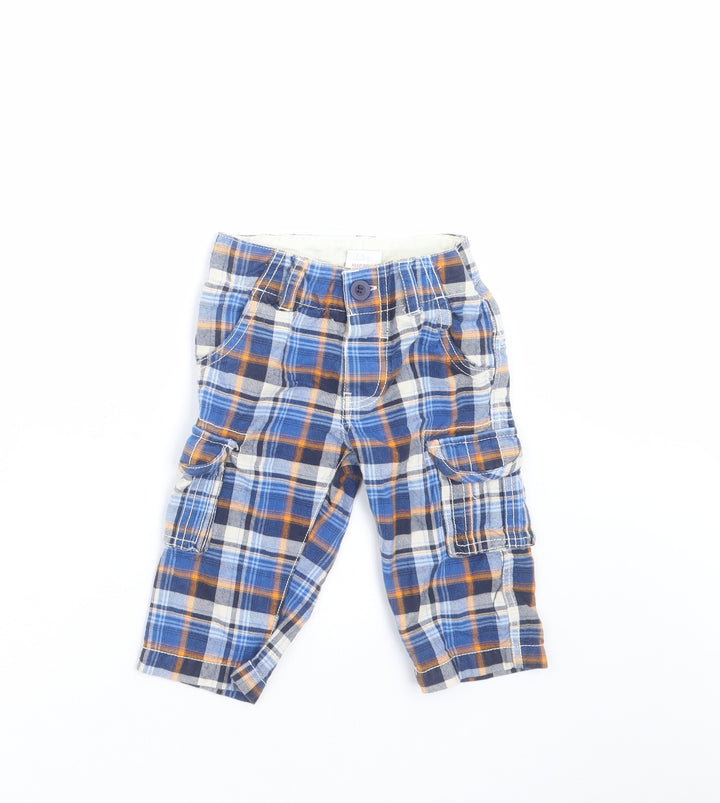 Mini Club Boys Blue Plaid Cargo Trousers Size 2-3 Years