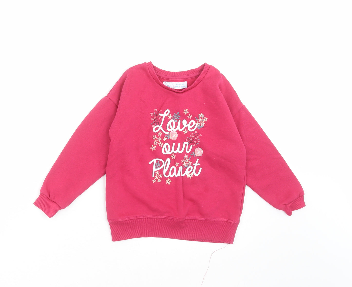 Primark Girls Pink Floral  Pullover Sweatshirt Size 4-5 Years  - Love Our Planet