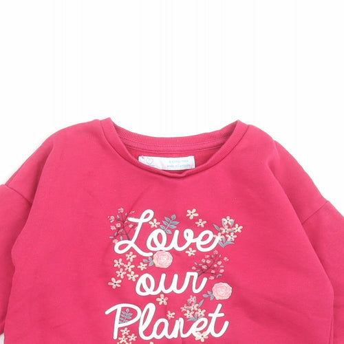 Primark Girls Pink Floral  Pullover Sweatshirt Size 4-5 Years  - Love Our Planet
