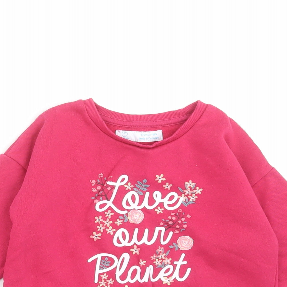 Primark Girls Pink Floral  Pullover Sweatshirt Size 4-5 Years  - Love Our Planet