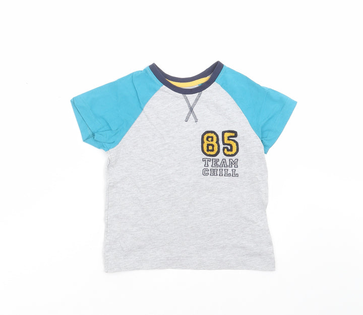 Matalan Boys Grey Solid Pyjama Top Size 5 Years - team chill