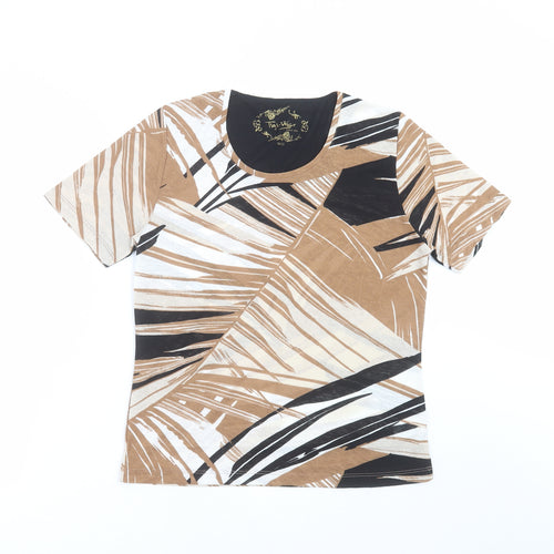 Tigi Wear Womens Beige Geometric  Basic T-Shirt Size 10