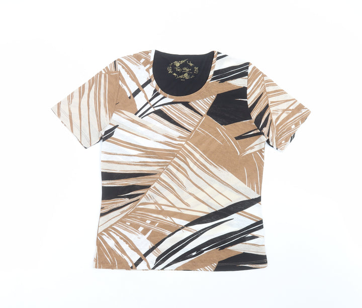 Tigi Wear Womens Beige Geometric  Basic T-Shirt Size 10