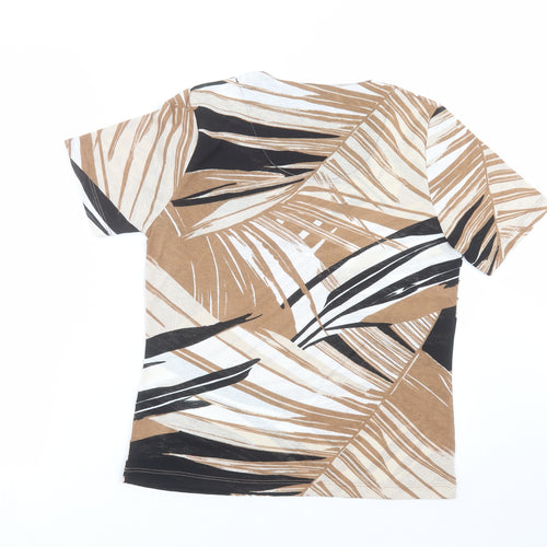 Tigi Wear Womens Beige Geometric  Basic T-Shirt Size 10