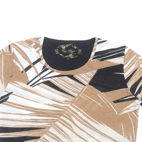 Tigi Wear Womens Beige Geometric  Basic T-Shirt Size 10