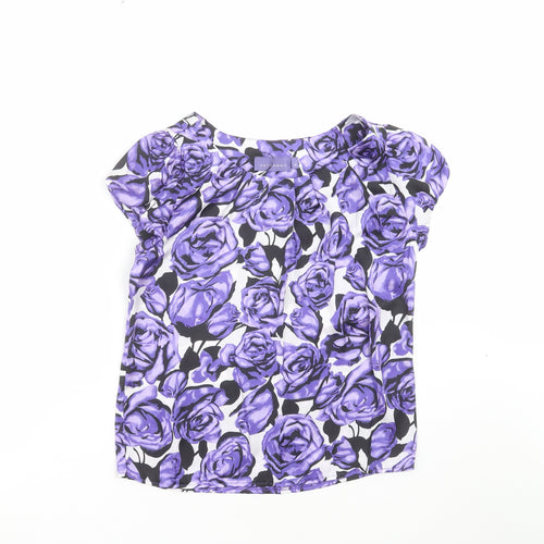 Autonomy Womens Purple Floral  Basic Blouse Size 10