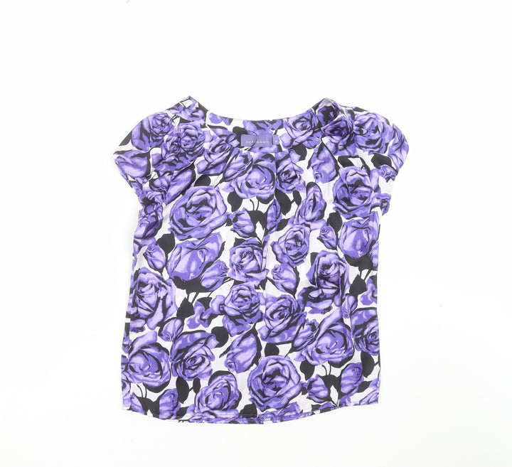 Autonomy Womens Purple Floral Basic Blouse Size 10