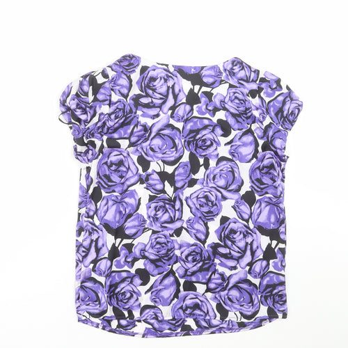 Autonomy Womens Purple Floral  Basic Blouse Size 10