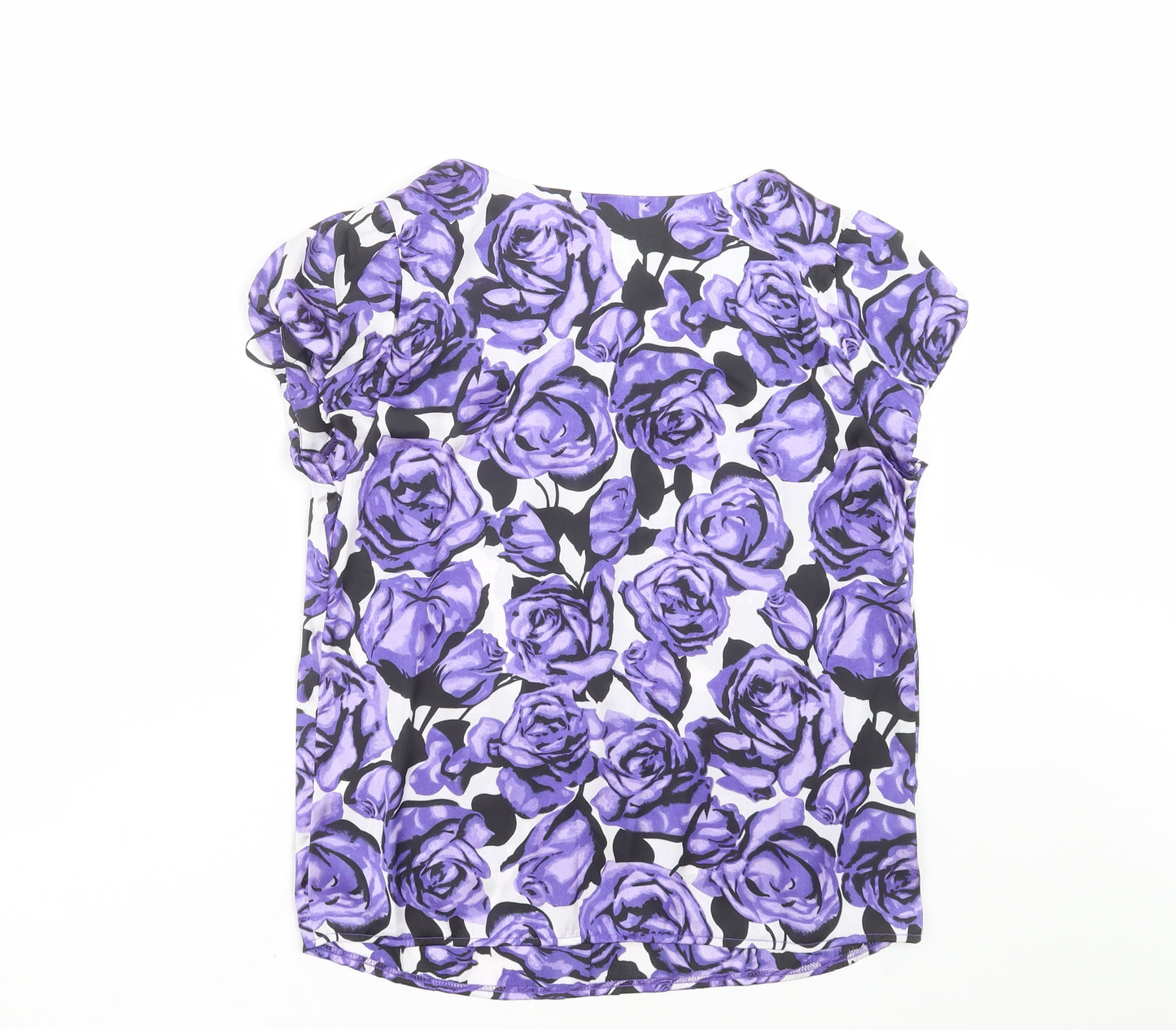 Autonomy Womens Purple Floral  Basic Blouse Size 10