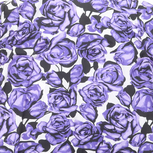 Autonomy Womens Purple Floral  Basic Blouse Size 10