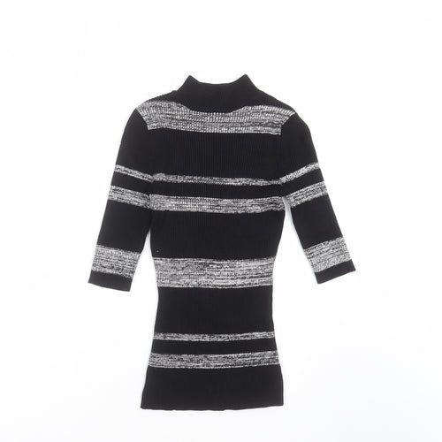 LU NYC Womens Black Striped Knit Pullover Jumper Size M  - stretch fabric