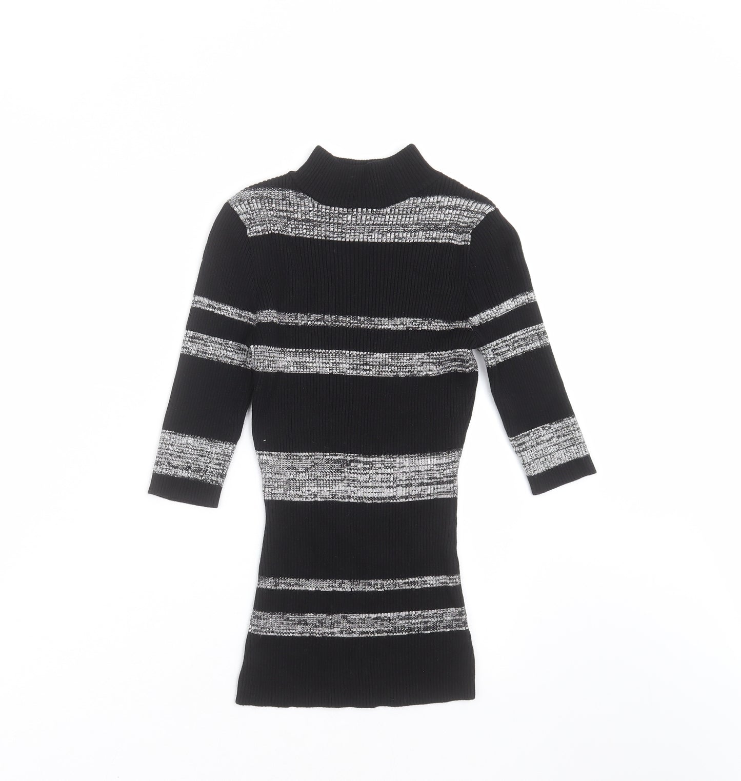 LU NYC Womens Black Striped Knit Pullover Jumper Size M  - stretch fabric